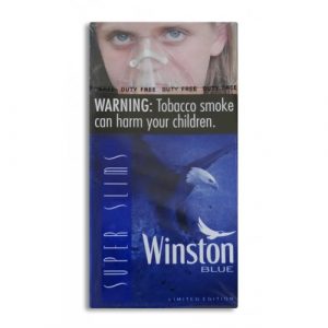 Winston blue Super Slims. Duty free